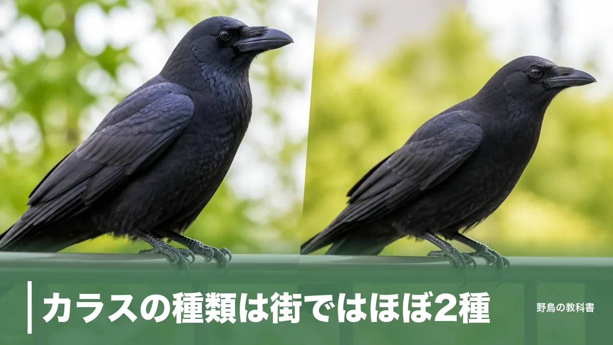カラスの種類は街ではほぼ2種｜全長56cmと50cmを分ける額とくちばしのアイキャッチ画像