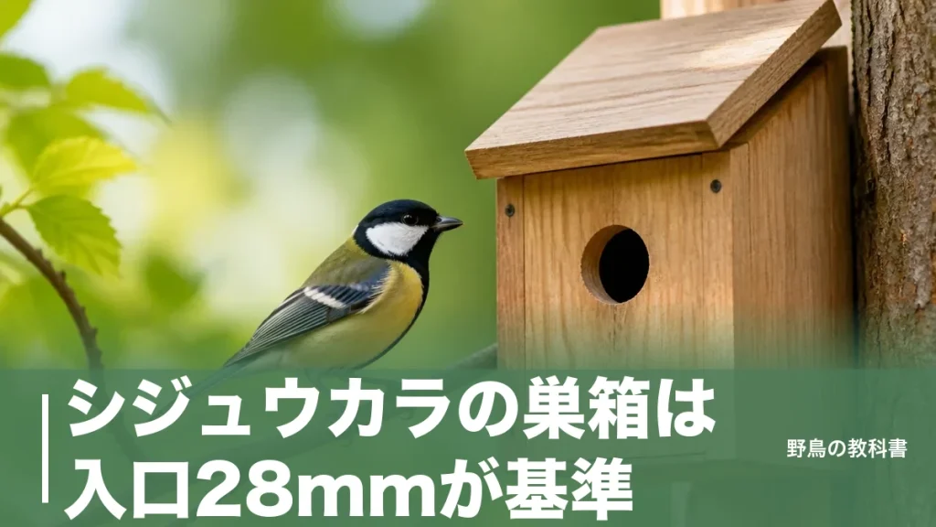 シジュウカラの巣箱は入口28mmが基準｜高さ・向き・設置時期を公的データで解説のアイキャッチ画像