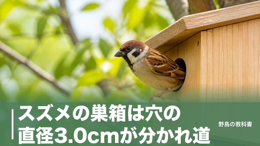 スズメの巣箱は穴の直径3.0cmが分かれ道｜20年で6割減った鳥を庭に呼ぶのアイキャッチ画像