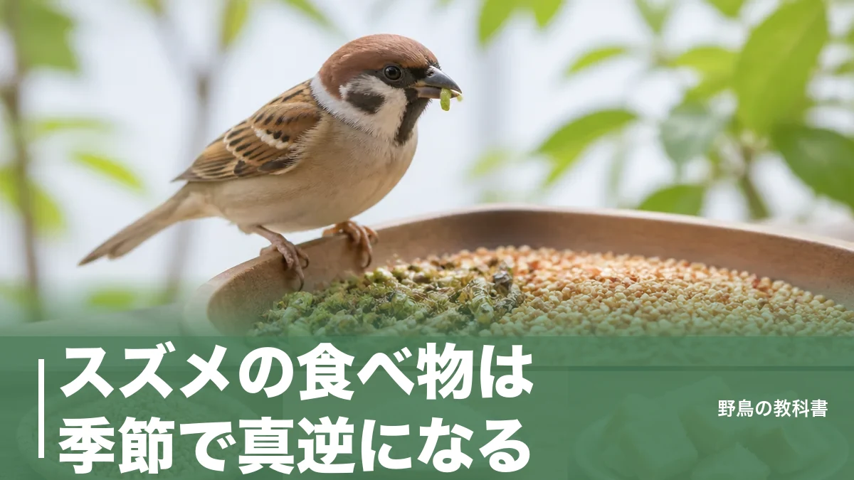 スズメの食べ物は季節で真逆になる｜虫と種子の入れ替わりを知るのアイキャッチ画像