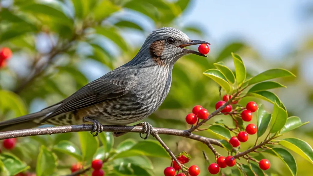 ヒヨドリが庭に来る本当の理由｜数秒で実をつつく27.5cmの鳥と上手につきあう方法のアイキャッチ画像