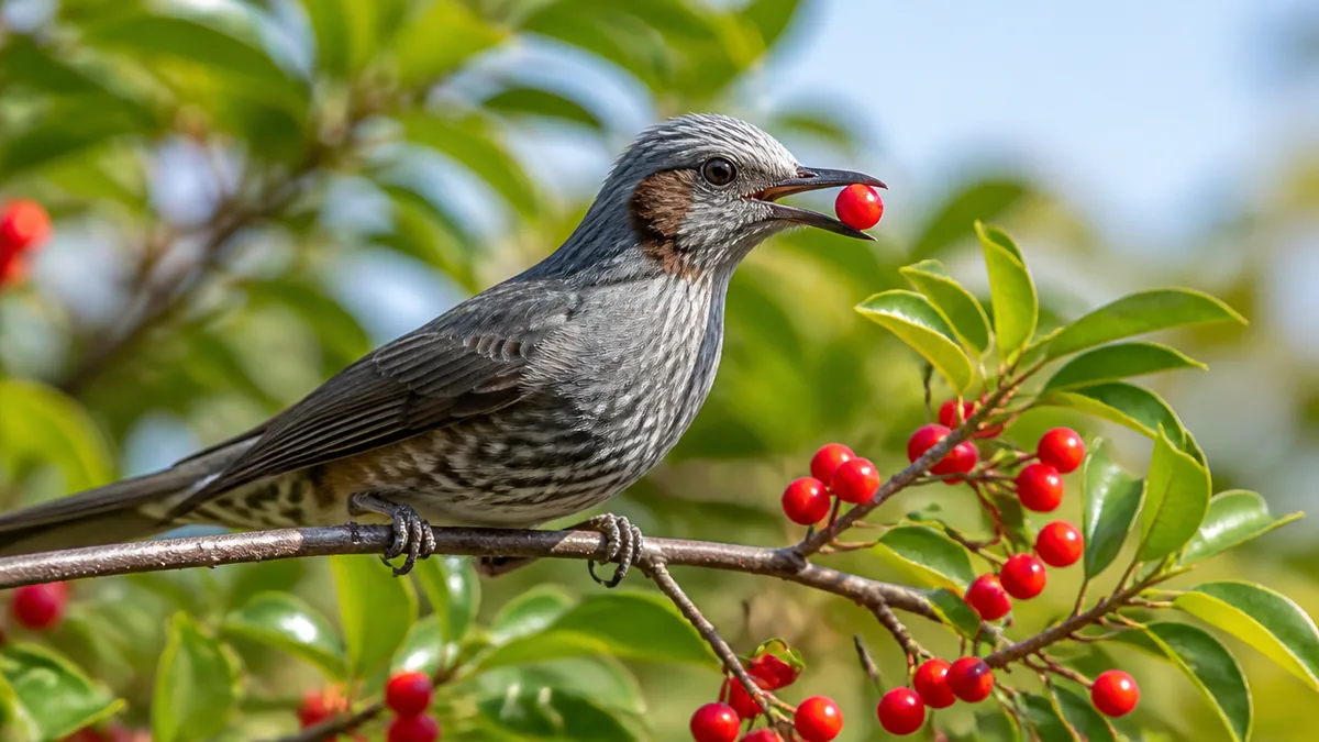 ヒヨドリが庭に来る本当の理由｜数秒で実をつつく27.5cmの鳥と上手につきあう方法のアイキャッチ画像