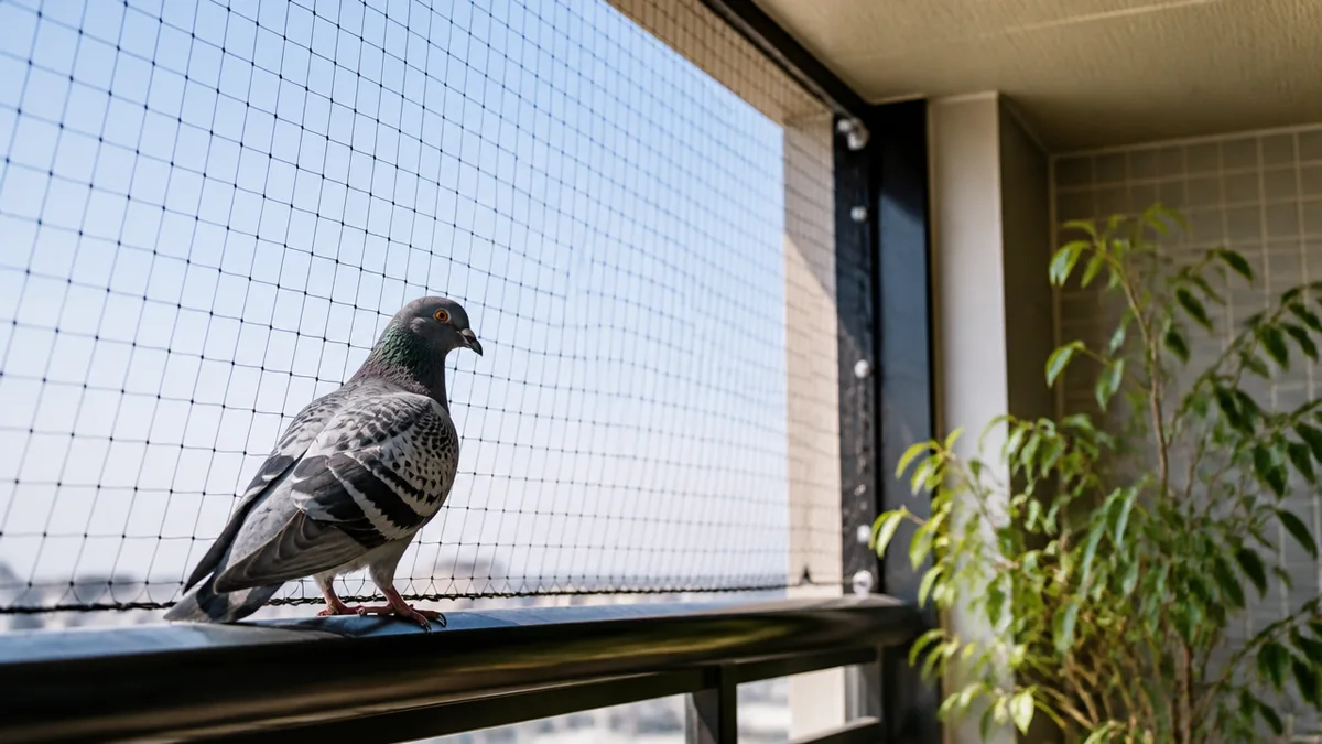 ベランダの防鳥ネットの張り方は固定15〜20cm間隔が分かれ目｜たるみが鳩を招くのアイキャッチ画像