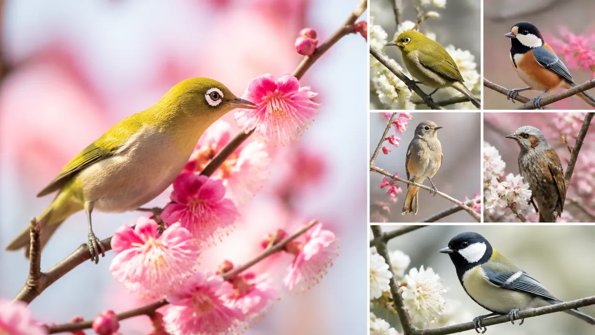 梅の木に来る6種、見分けの決め手はここにありますの解説画像