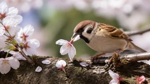 スズメが桜の花を丸ごと落とすのはなぜ？短いくちばしが招く盗蜜と、木が傷まない理由のアイキャッチ画像