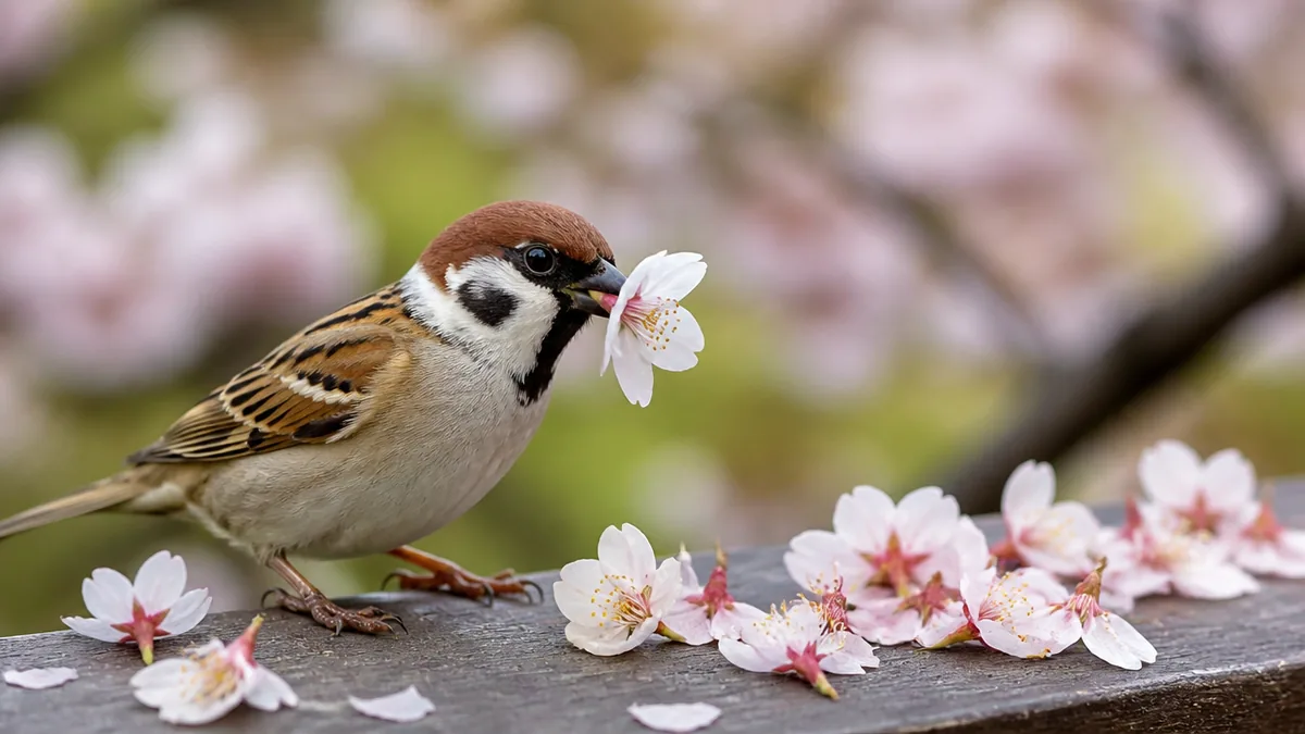 落ちた花を拾えば、どの鳥が来たのかがわかりますの解説画像